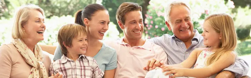 Three generations of one family together outdoors