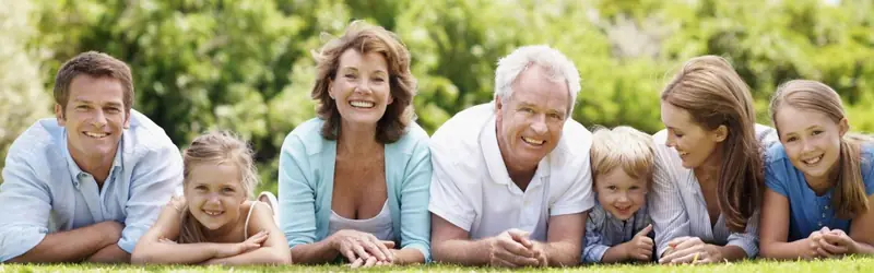 A multi-generation family spending time outdoors